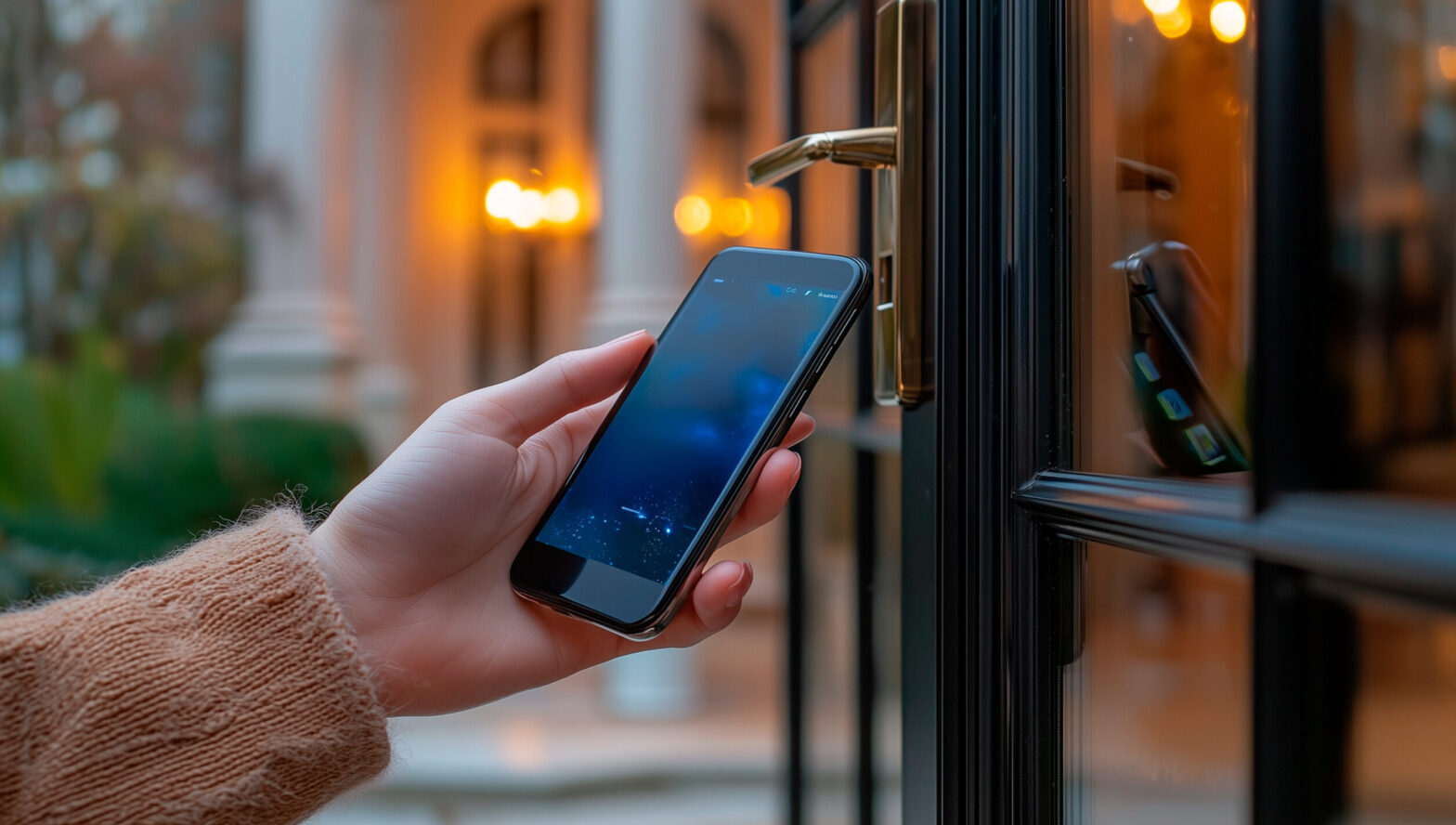 Image of someone holding a cellular phone searching for contact information about Geca med Spa